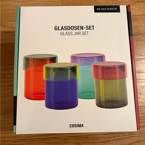 NWT MoMA Exclusive Multicolor Transparent Glass Jars (Set of 4)